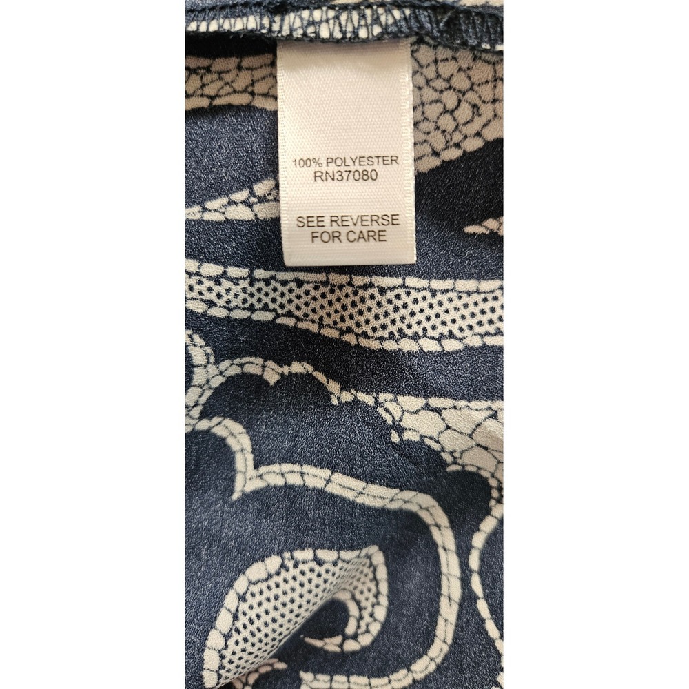 Cato Womens Off The Shoulder Bell Sleeve Paisley Blouse Navy Blue White 18/20W - Picture 4 of 5